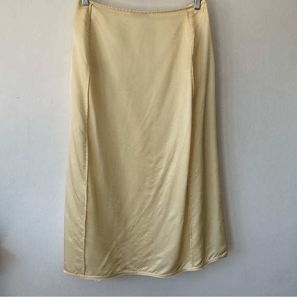 NWT Acne Studios Idella Satin Silk Button Midi Slip Skirt Butter Straw Yellow - Picture 8 of 11